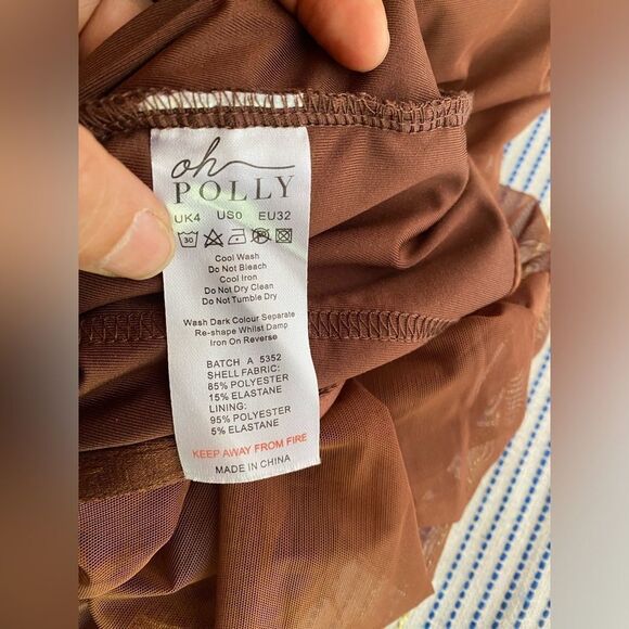 Oh Polly Batch A Brown Dress Size 0 Ruched Lined NEW - Picture 5 of 13